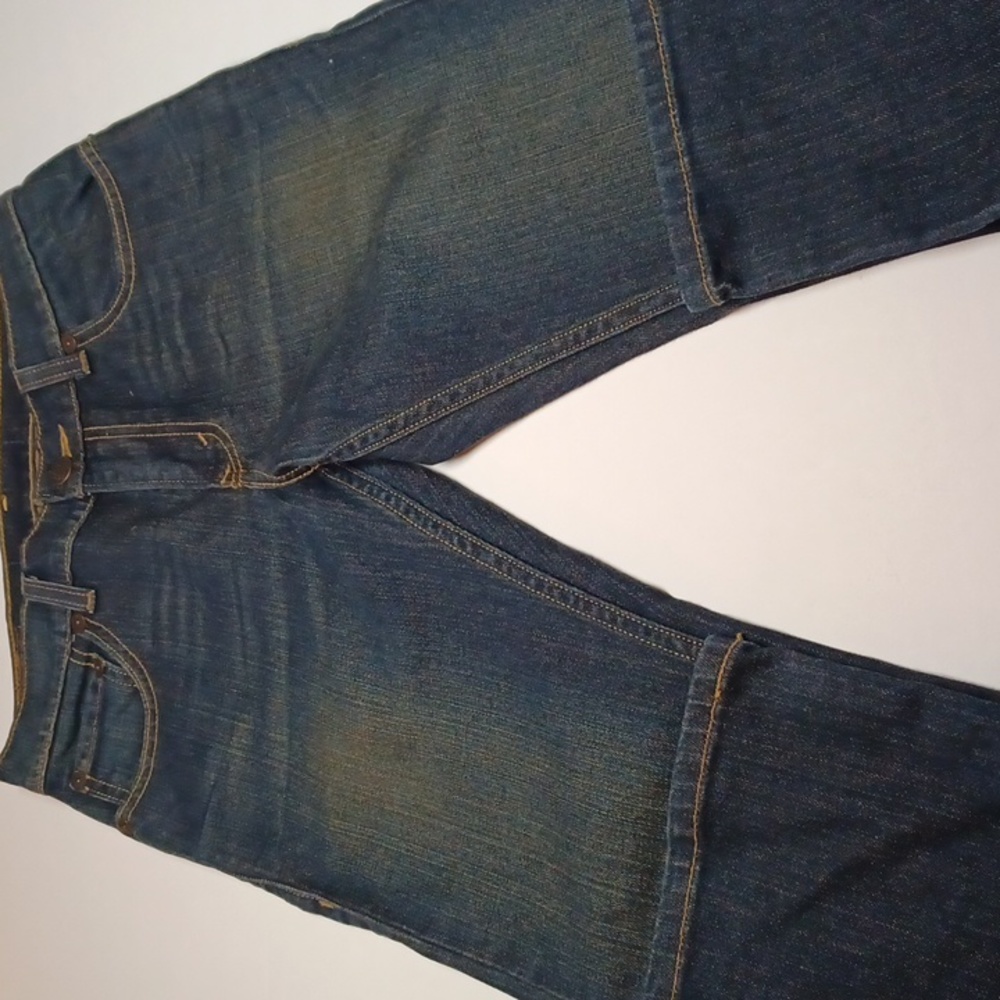 Levi 511 women 14 R  27/27 skinny dark wash denim jeans distressed faded